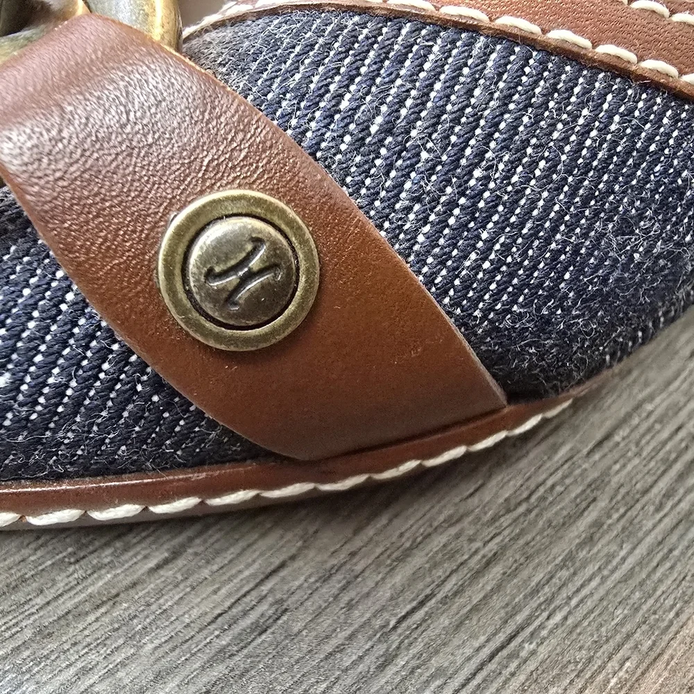 Cole Haan Leather Denim Metal Detail Wedges Ladies Size 7.5